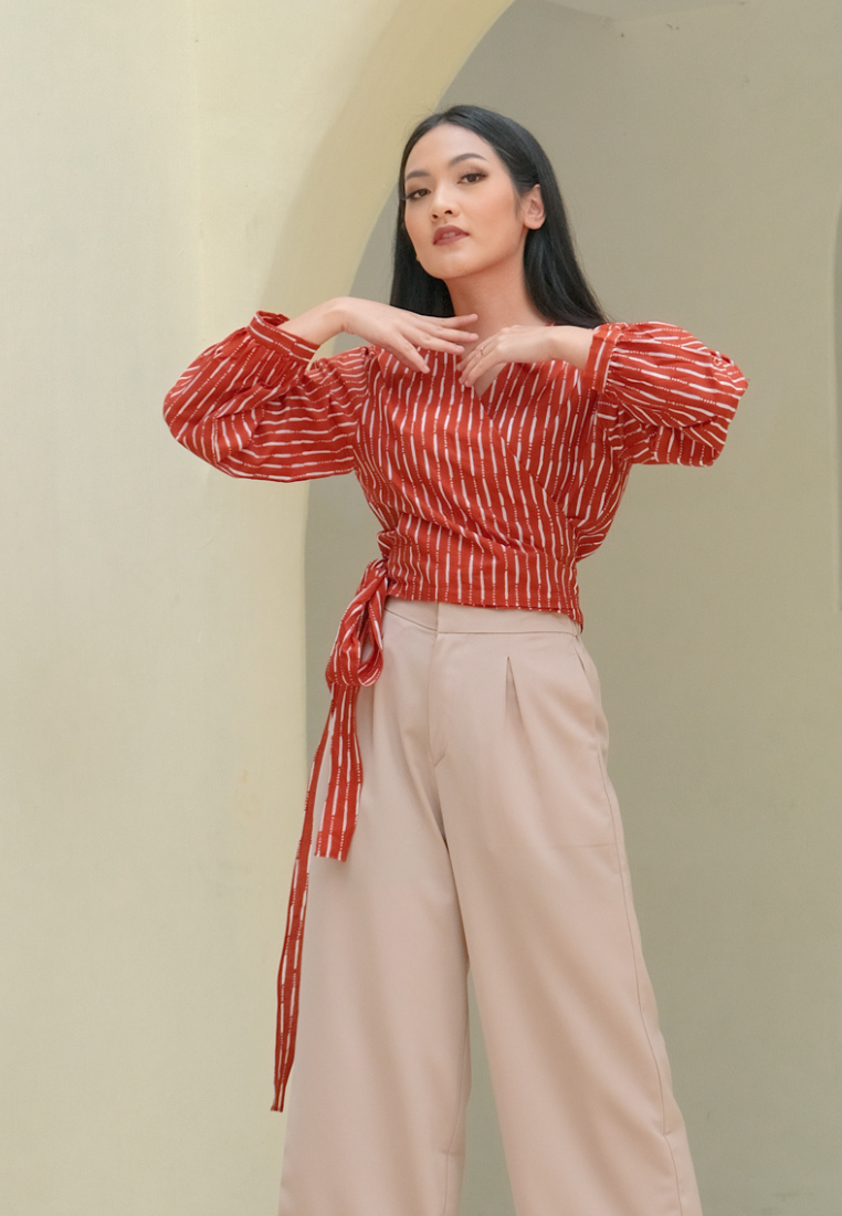 Alisha Wrap Blouse Hujan Brick