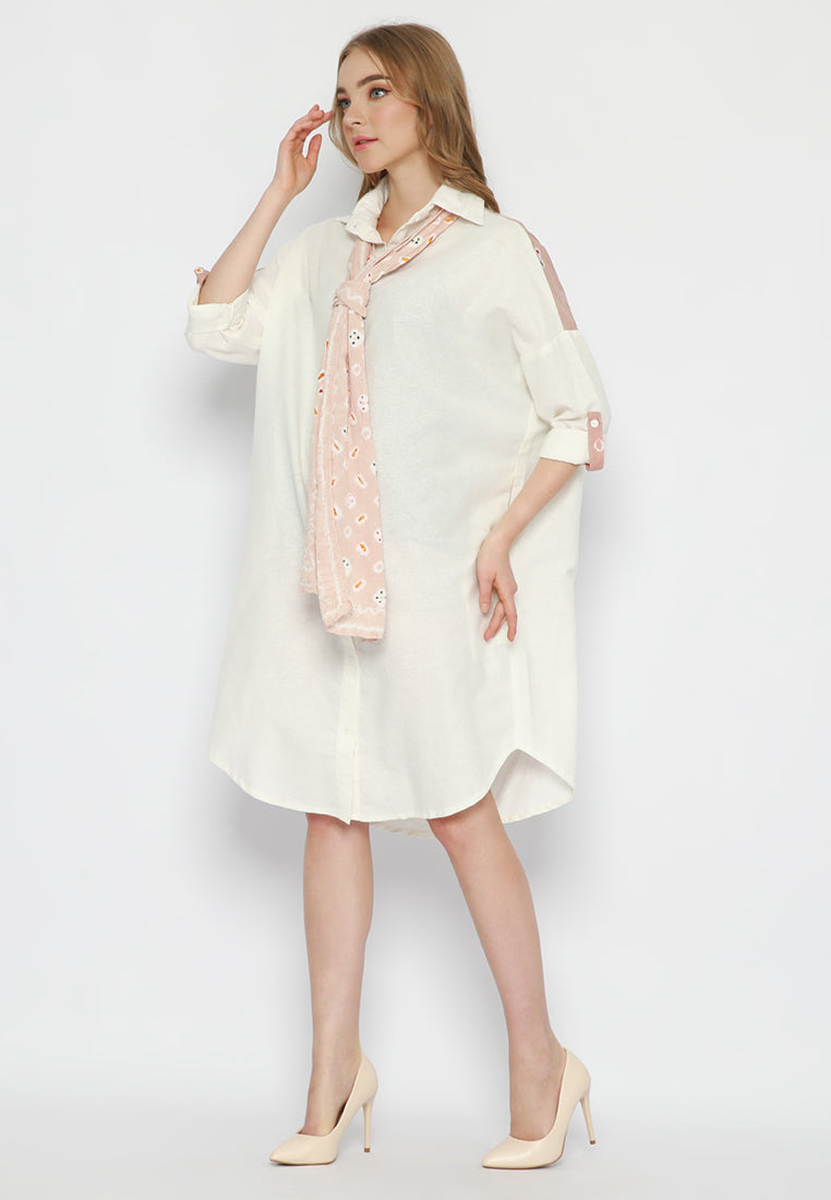 Naila Kemeja Shirtdress dengan Shawl Jumputan