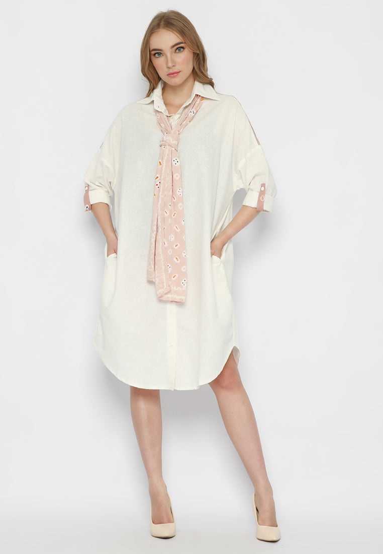 Naila Kemeja Shirtdress dengan Shawl Jumputan