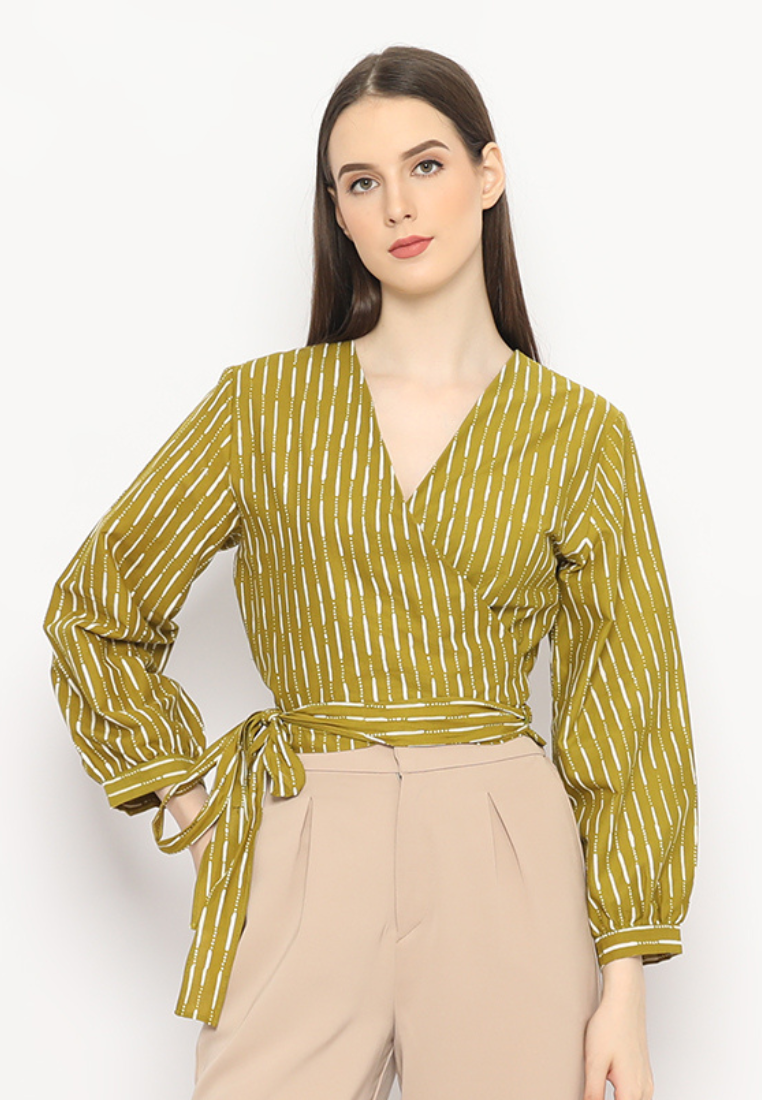 Alisha Wrap Blouse Hujan Olive