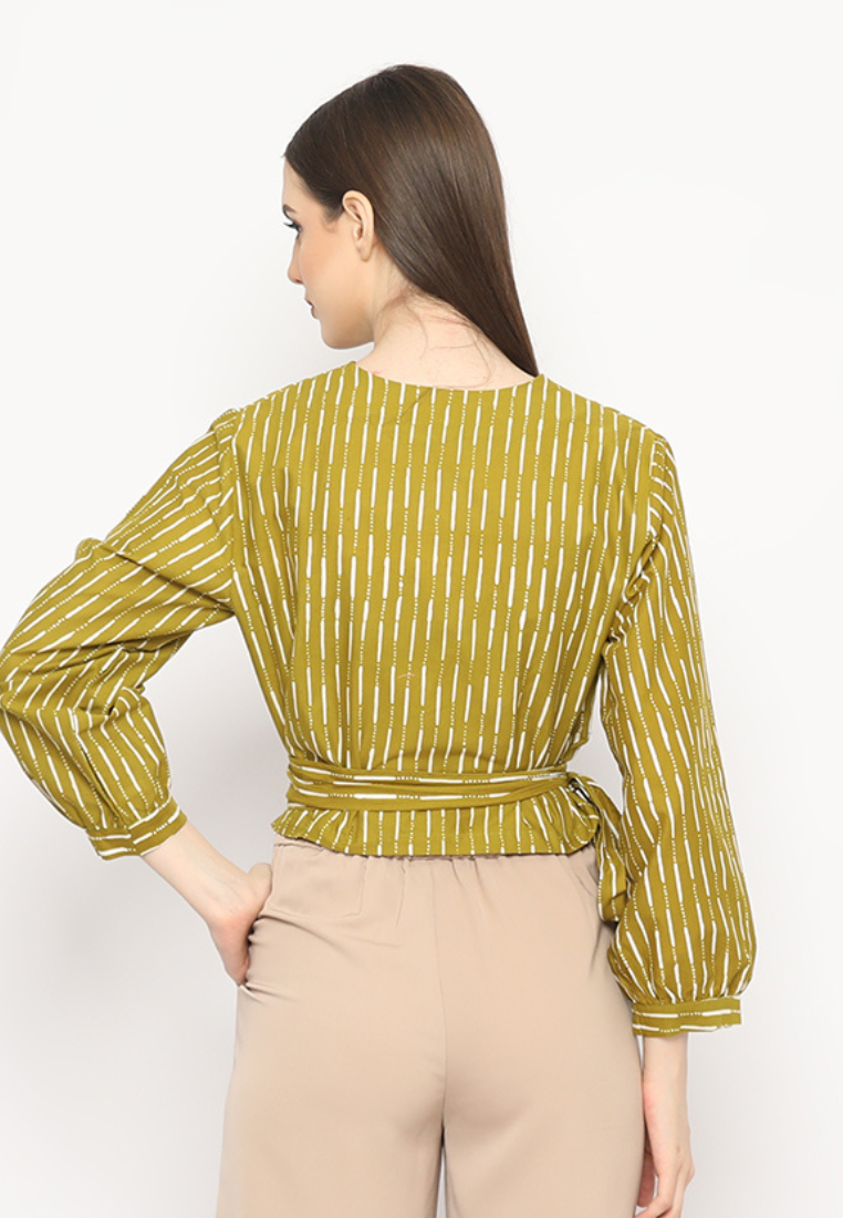 Alisha Wrap Blouse Hujan Olive
