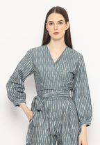 Alisha Wrap Blouse Hujan Grey