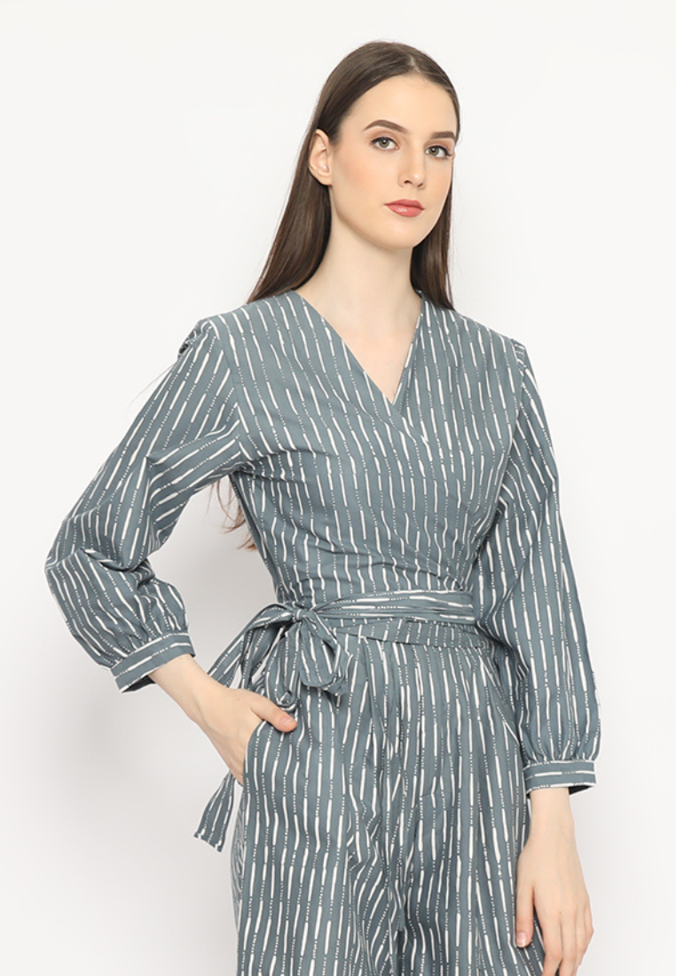 Alisha Wrap Blouse Hujan Grey