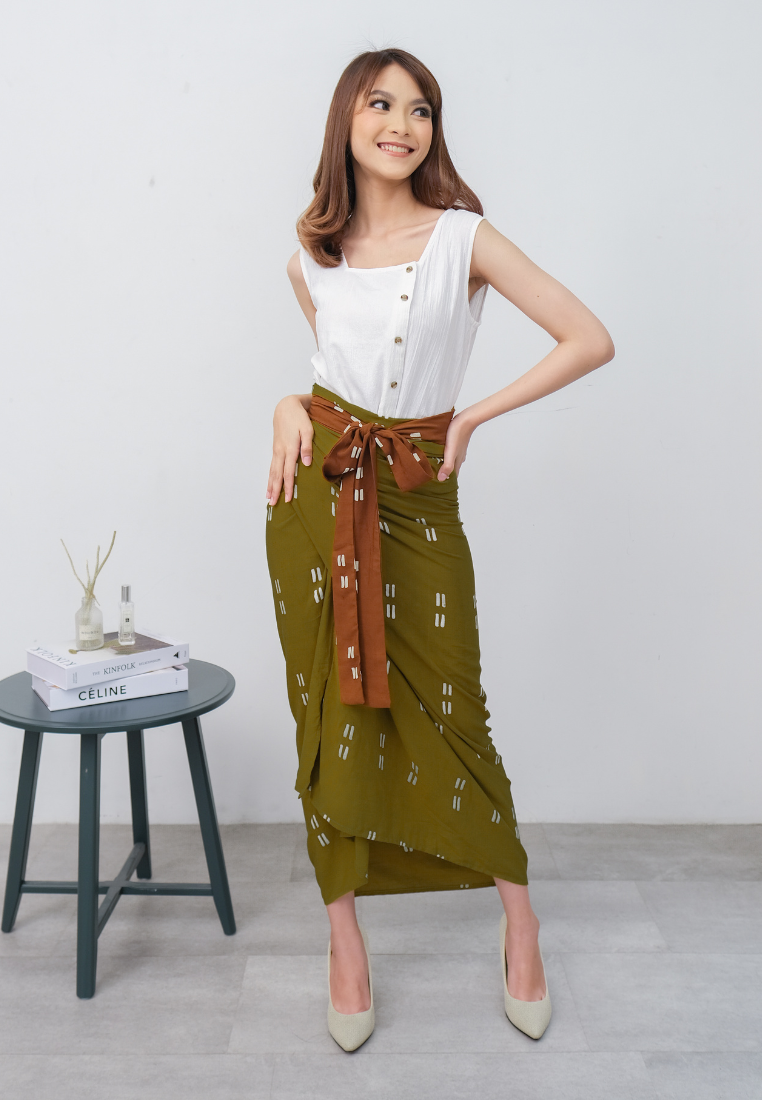 Ningta Wrap Skirt Olive