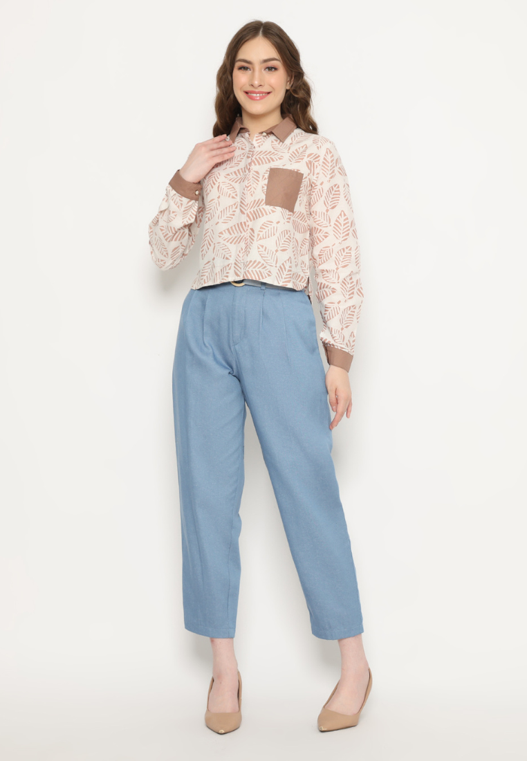 Rafifa Crop Shirt Khaki