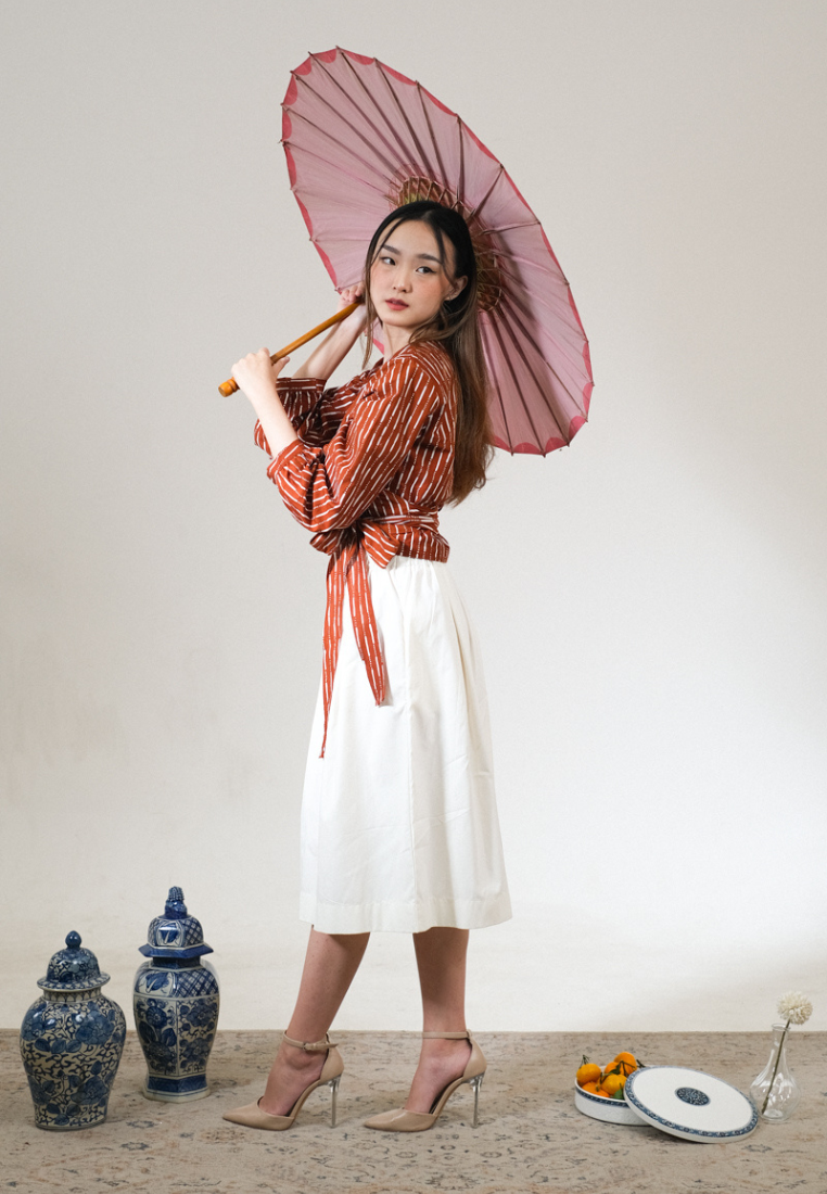 Alisha Wrap Blouse Hujan Brick