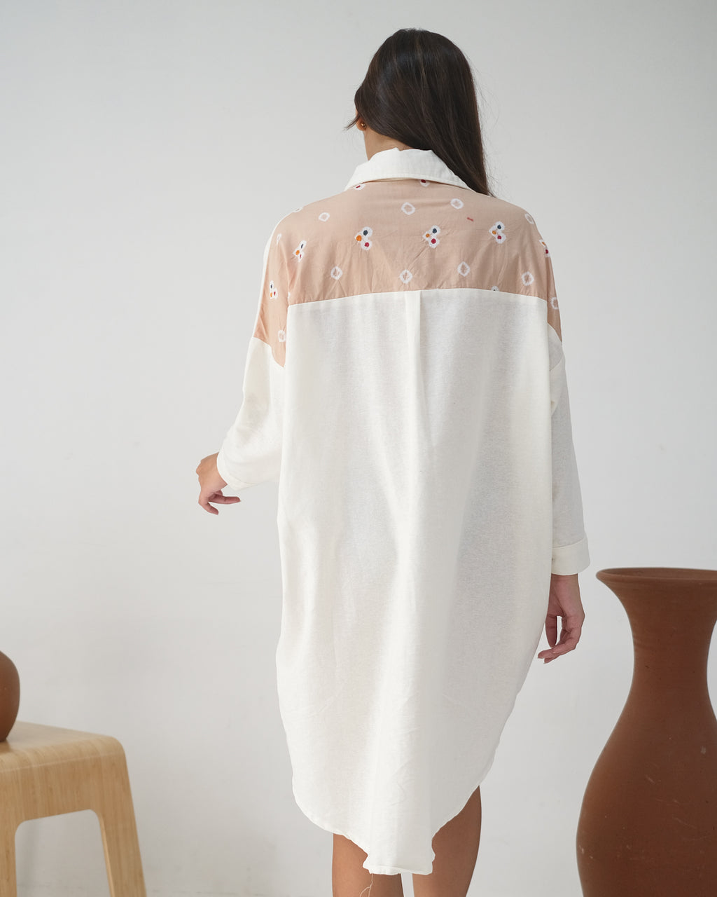 Naila Kemeja Shirtdress dengan Shawl Jumputan