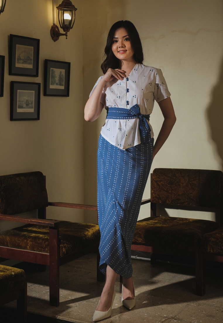 Setelan Santika Ananta Beras Blue
