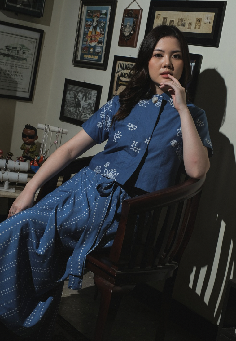 Setelan Rahmi Ananta Beras Blue
