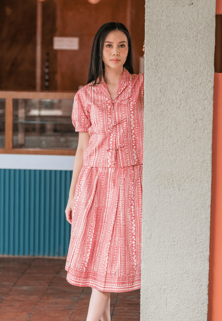 Setelan Maida dan Gita Tribal Pink