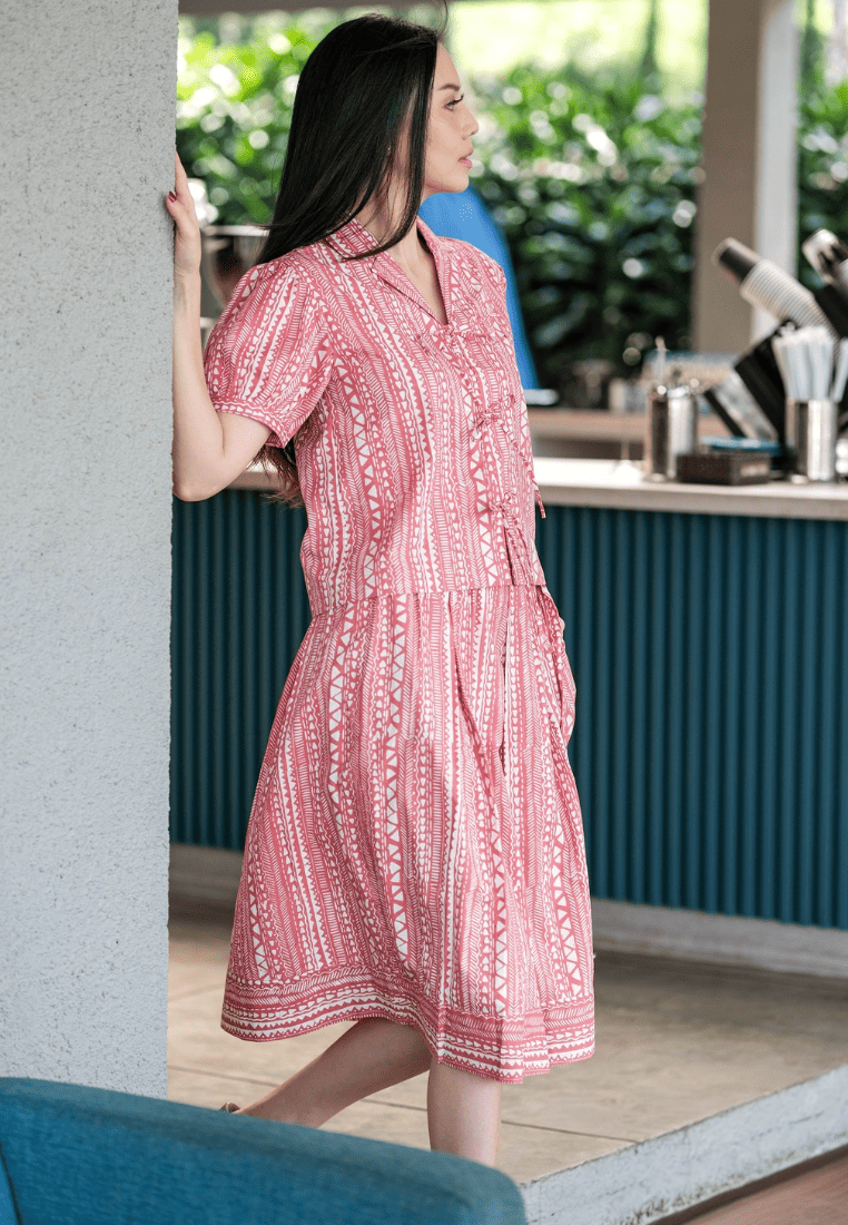 Setelan Maida dan Gita Tribal Pink