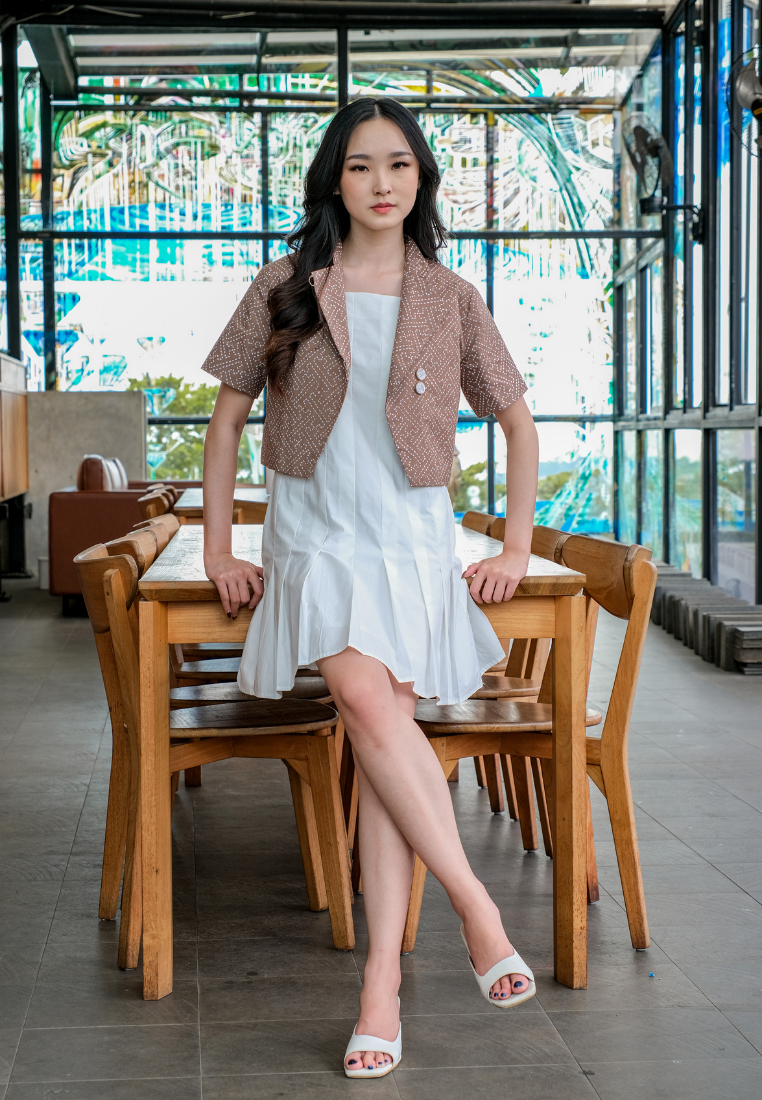 Setelan Anara Brown Popy White