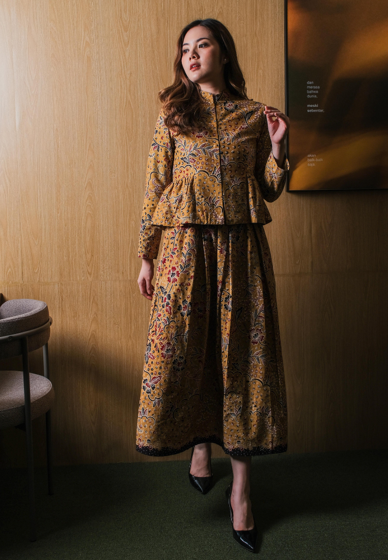Setelan Mustika dan Gita Maxi Dot Mustard