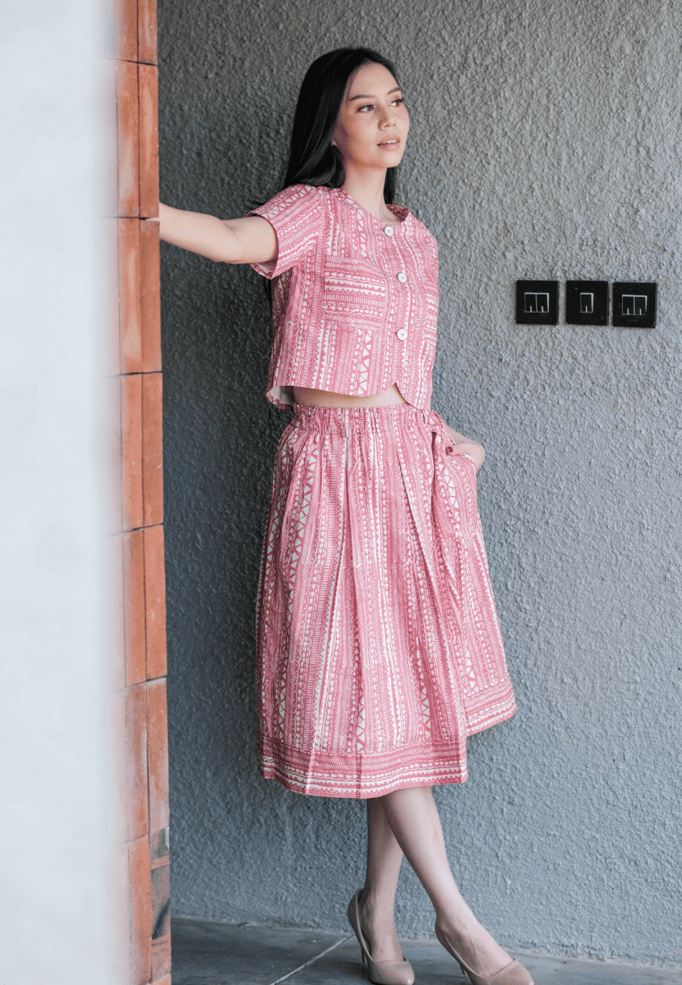 Setelan Jivala dan Gita Tribal Pink