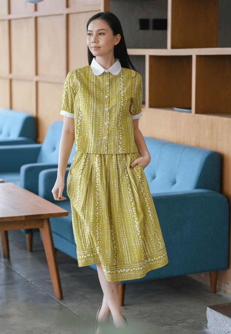 Setelan Tikta dan Gita Tribal Lime