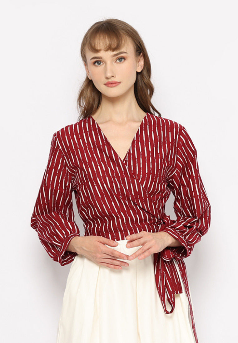 Alisha Wrap Blouse Hujan Red