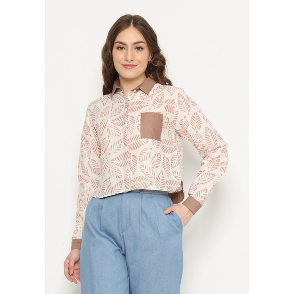Rafifa Crop Shirt Khaki
