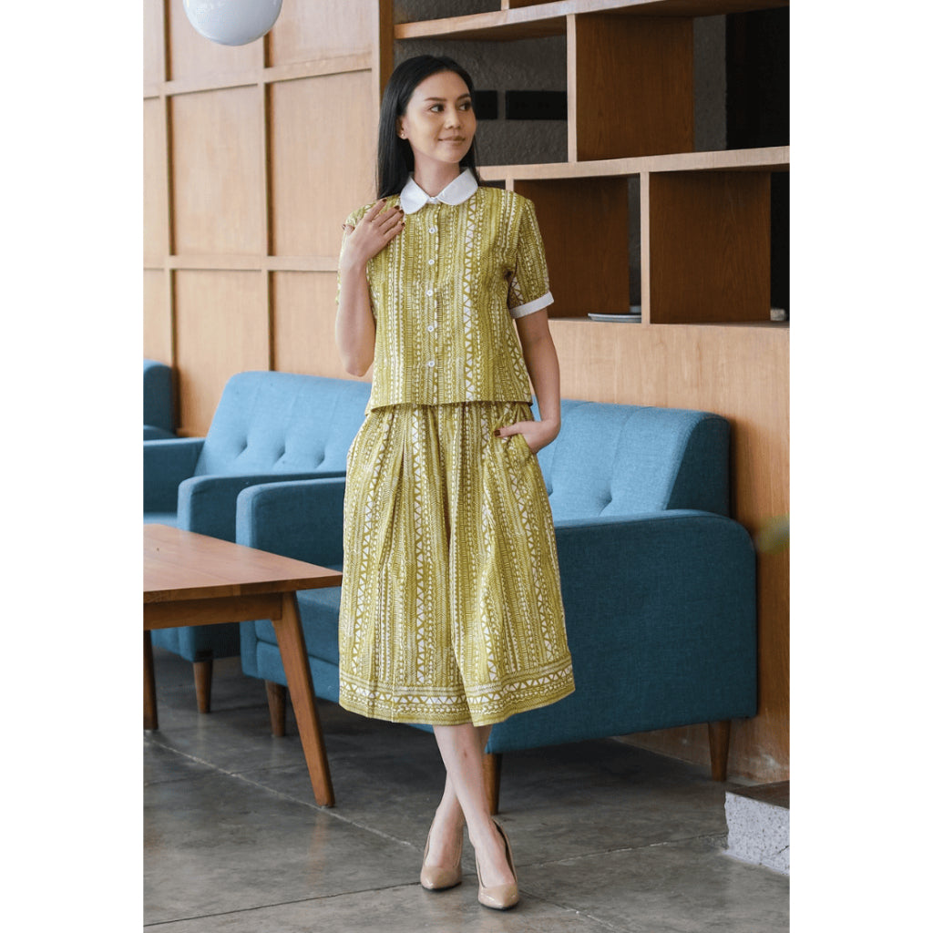 Setelan Tikta dan Gita Tribal Lime