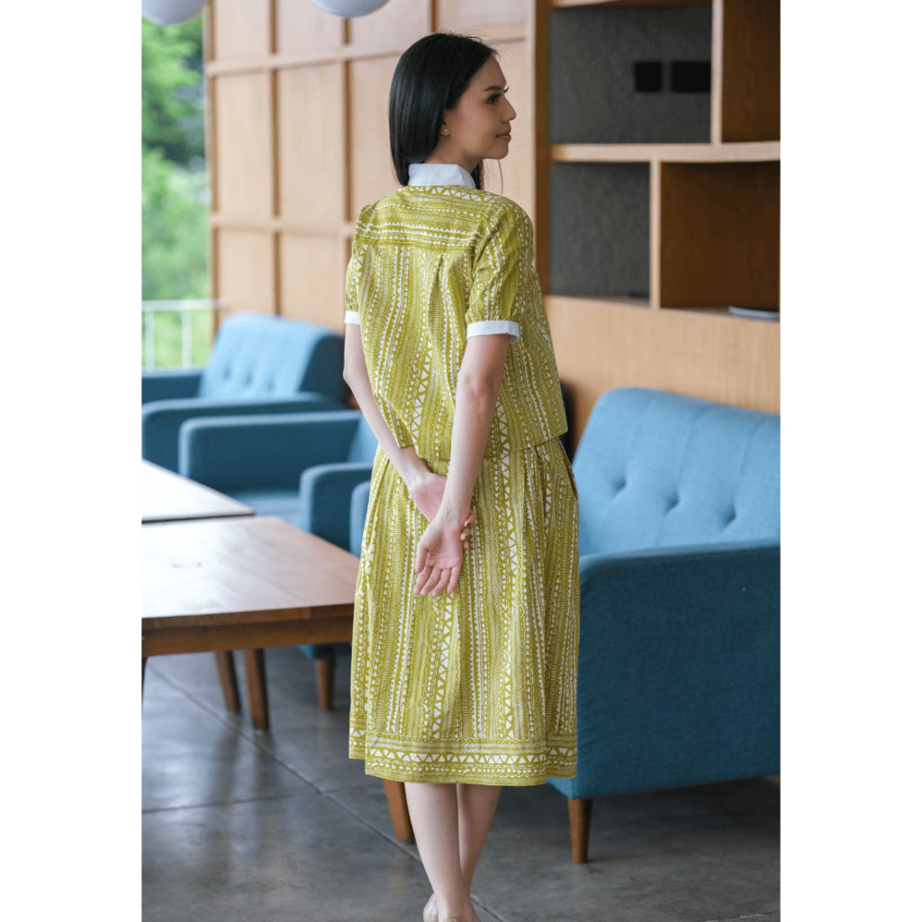 Setelan Tikta dan Gita Tribal Lime