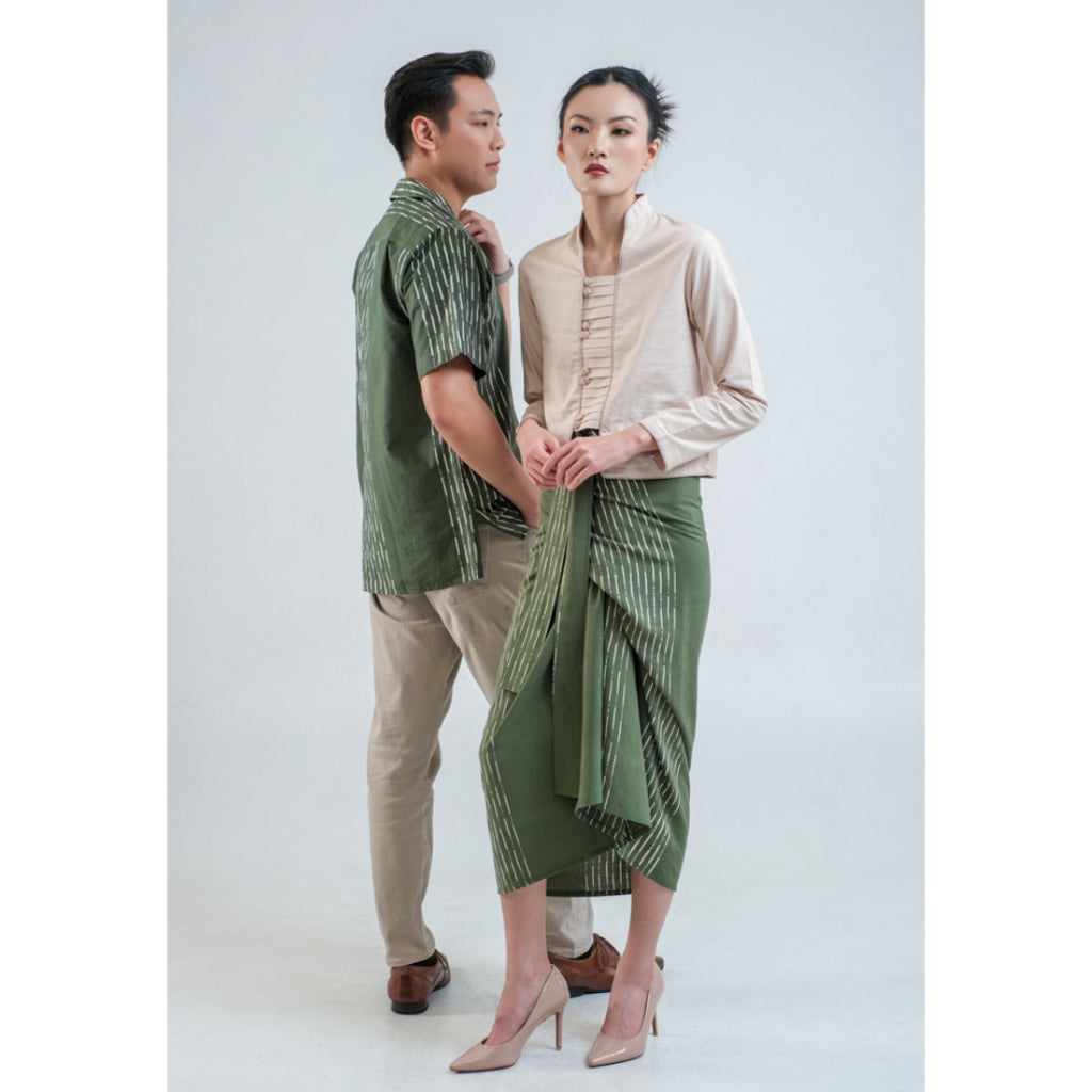 Kichi Batik Pasangan Catra Green dan Setelan Eden Nude Ananta Green