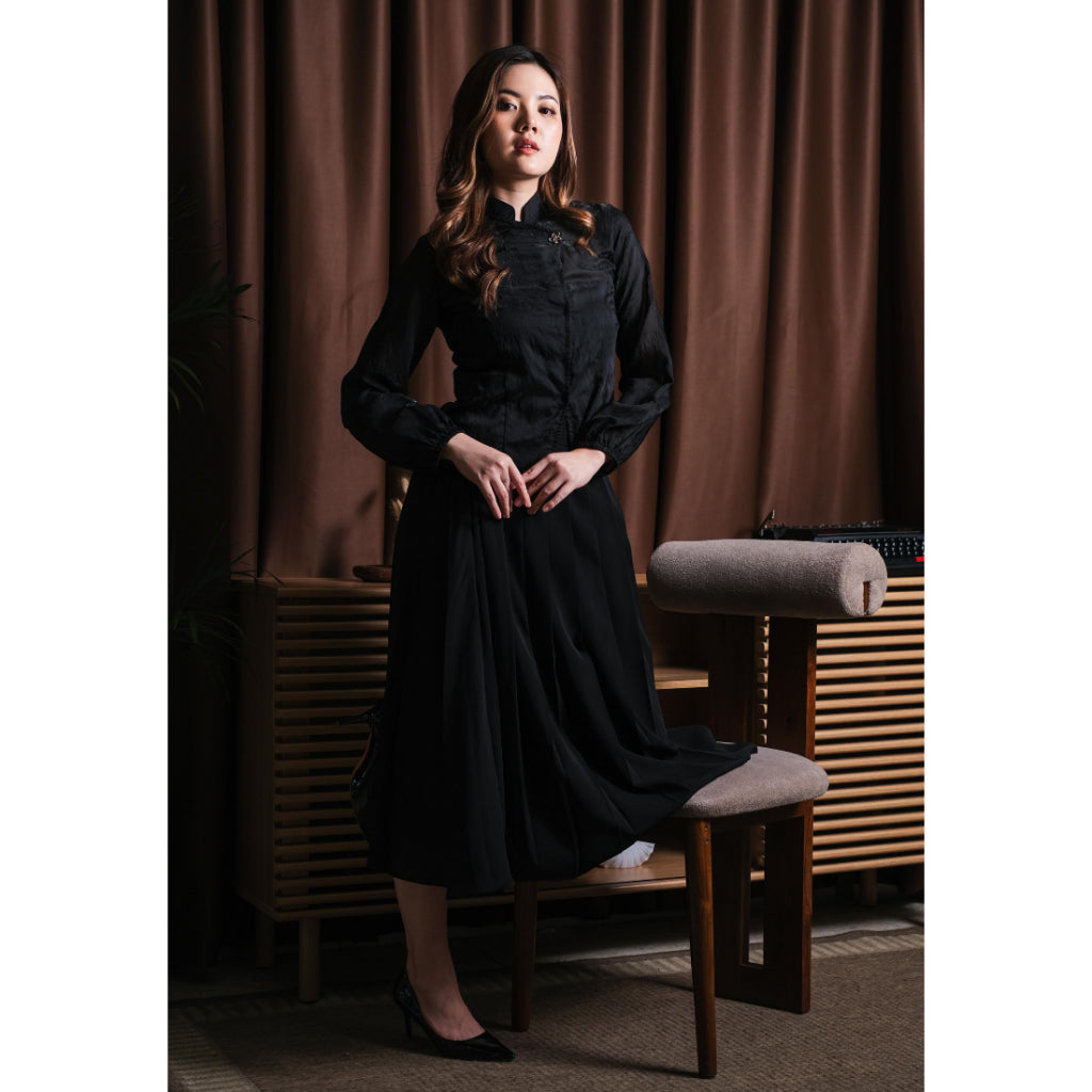 Setelan Dewanti LS plain dan Felice Black
