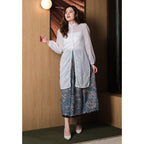 Setelan Samita Plain LS White dan Gita Maxi Dot Blue