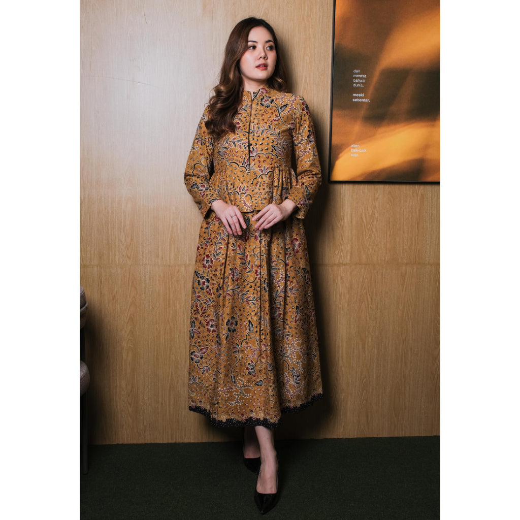 Setelan Mustika dan Gita Maxi Dot Mustard